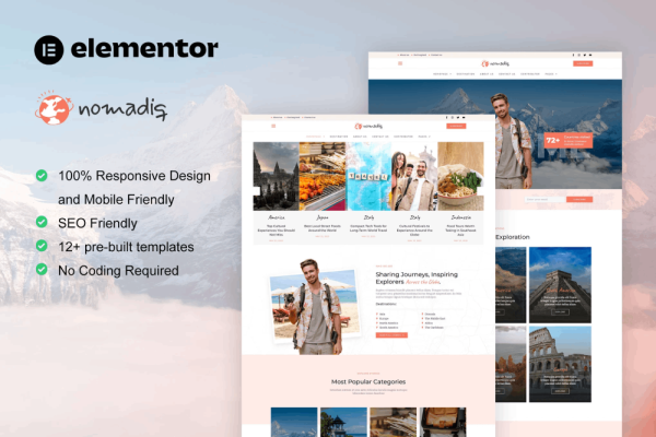 Nomadiq – Travel Blog & Magazine Elementor Template Kit