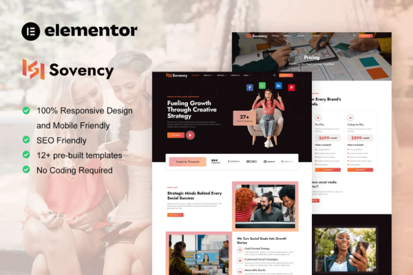 Sovency – Social Media Marketing Agency Elementor Template Kit