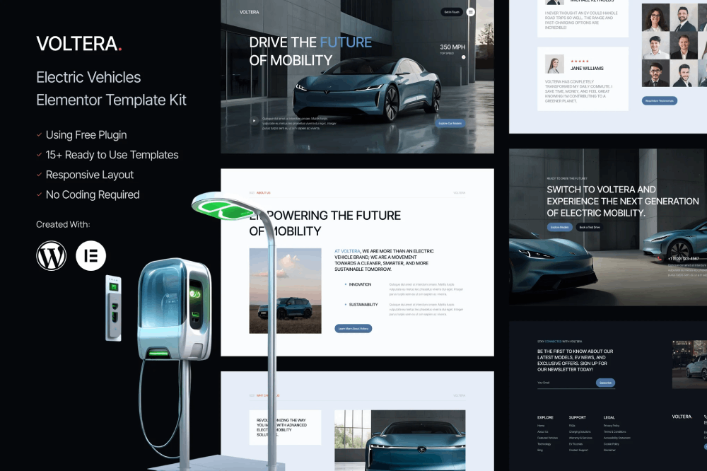 Voltera – Electric Vehicles Elementor Template Kit